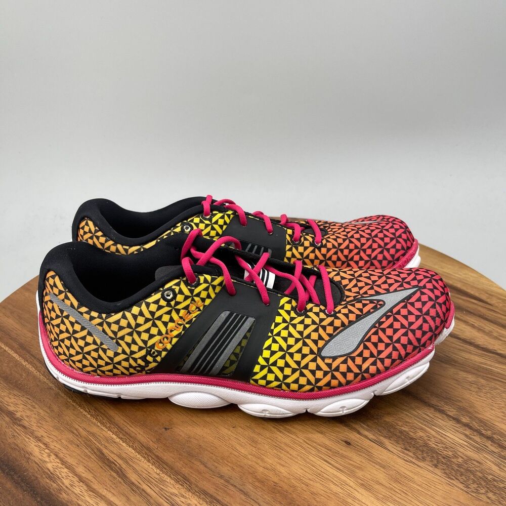 Brooks Pure Connect 4 Shoes Womens Size 10 B Yellow Orange Running Comfort
